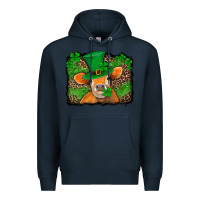 Navy st patricks orange cow with leopard background Premium Hoodie - Jasminsmagicworld