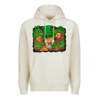 Oatmeal Heather st patricks orange cow with leopard background Premium Hoodie - Jasminsmagicworld