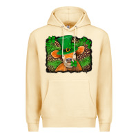 St Patricks Orange Cow With Leopard Background Premium Hoodie | Teevron