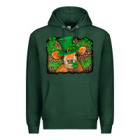Sports Green st patricks orange cow with leopard background Premium Hoodie - Jasminsmagicworld