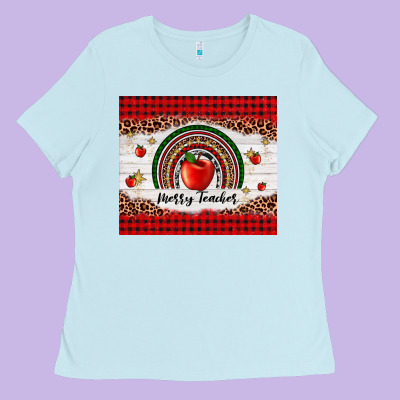 Merry Teacher Ladies Tee Designed By Adodesignshop