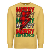 Antique Gold merry christmas lightning bolt Premium Sweatshirt - MaliasSmallBusiness