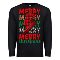 Black merry christmas lightning bolt Premium Sweatshirt - MaliasSmallBusiness