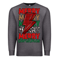 Charcoal Heather merry christmas lightning bolt Premium Sweatshirt - MaliasSmallBusiness
