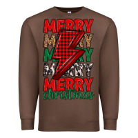 Chestnut merry christmas lightning bolt Premium Sweatshirt - MaliasSmallBusiness