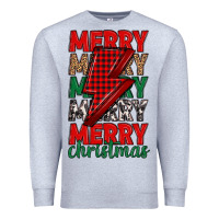 Heather Grey merry christmas lightning bolt Premium Sweatshirt - MaliasSmallBusiness