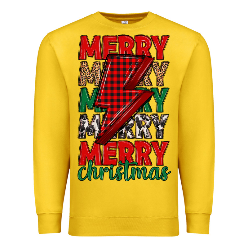 Merry Christmas Lightning Bolt Premium Sweatshirt by MaliasSmallBusiness | Teevron