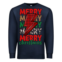 Navy merry christmas lightning bolt Premium Sweatshirt - MaliasSmallBusiness
