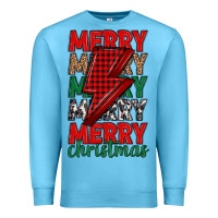 Ocean Blue merry christmas lightning bolt Premium Sweatshirt - MaliasSmallBusiness