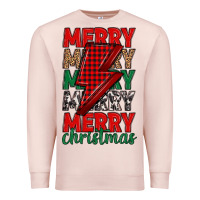 Pale Pink merry christmas lightning bolt Premium Sweatshirt - MaliasSmallBusiness