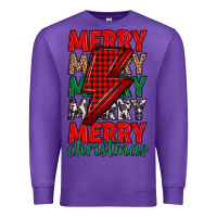 Purple merry christmas lightning bolt Premium Sweatshirt - MaliasSmallBusiness