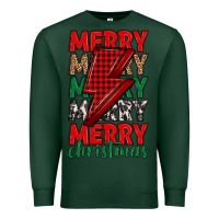 Sports Green merry christmas lightning bolt Premium Sweatshirt - MaliasSmallBusiness