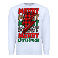 White merry christmas lightning bolt Premium Sweatshirt - MaliasSmallBusiness