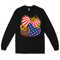 Black america heart and sunflower Long Sleeve Tee - Artiststas