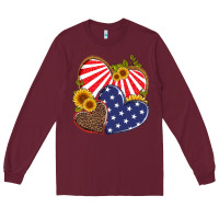 Burgundy america heart and sunflower Long Sleeve Tee - Artiststas