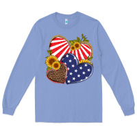 Colony Blue america heart and sunflower Long Sleeve Tee - Artiststas