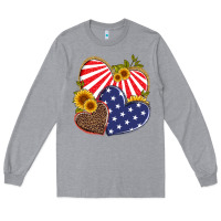 America Heart And Sunflower Long Sleeve Tee | Teevron