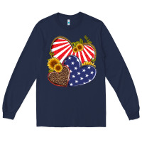 Navy america heart and sunflower Long Sleeve Tee - Artiststas