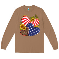 Toasted Coconut america heart and sunflower Long Sleeve Tee - Artiststas