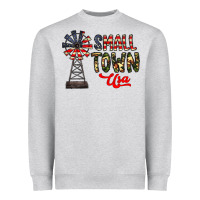 Heather Grey small town usa Heavyweight Sweatshirt - CowhideDigitalArt