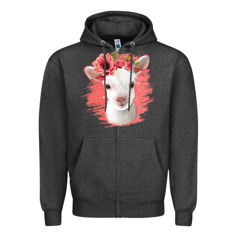 Floral Baby Goat Zipper Hoodie by Jasminsmagicworld | Teevron