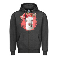 Charcoal Heather floral baby goat Zipper Hoodie - Jasminsmagicworld