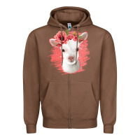 Chestnut floral baby goat Zipper Hoodie - Jasminsmagicworld