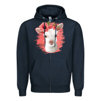 Navy floral baby goat Zipper Hoodie - Jasminsmagicworld
