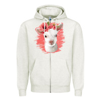 Oatmeal Heather floral baby goat Zipper Hoodie - Jasminsmagicworld