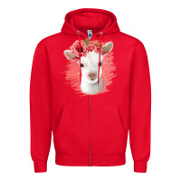 Red floral baby goat Zipper Hoodie - Jasminsmagicworld