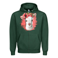 Sports Green floral baby goat Zipper Hoodie - Jasminsmagicworld