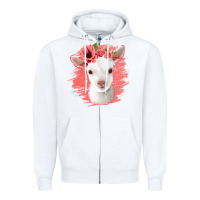 White floral baby goat Zipper Hoodie - Jasminsmagicworld