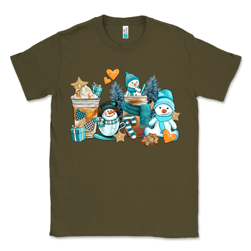 Winter Snowman Coffee Cups Classic Tee by AdoDesignShop | Teevron