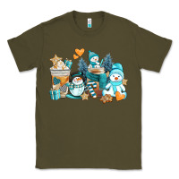 Army Green winter snowman coffee cups Classic Tee - AdoDesignShop