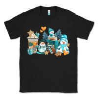 Black winter snowman coffee cups Classic Tee - AdoDesignShop