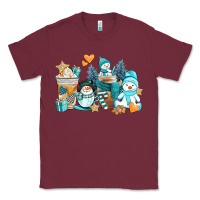 Burgundy winter snowman coffee cups Classic Tee - AdoDesignShop