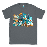 Charcoal Heather winter snowman coffee cups Classic Tee - AdoDesignShop