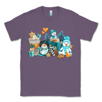Lavender winter snowman coffee cups Classic Tee - AdoDesignShop