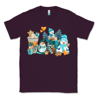 Plum winter snowman coffee cups Classic Tee - AdoDesignShop