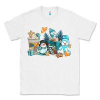 White winter snowman coffee cups Classic Tee - AdoDesignShop