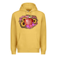 Antique Gold apple sunflower back to school background Premium Hoodie - AdoDesignShop