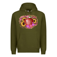 Army Green apple sunflower back to school background Premium Hoodie - AdoDesignShop