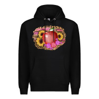 Black apple sunflower back to school background Premium Hoodie - AdoDesignShop