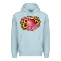 Blue Mist apple sunflower back to school background Premium Hoodie - AdoDesignShop