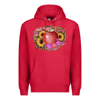Cardinal apple sunflower back to school background Premium Hoodie - AdoDesignShop