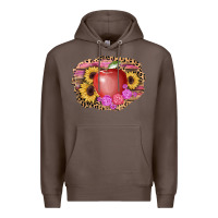 Coffee apple sunflower back to school background Premium Hoodie - AdoDesignShop