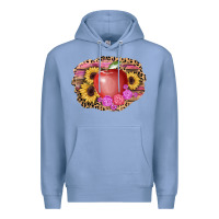 Colony Blue apple sunflower back to school background Premium Hoodie - AdoDesignShop
