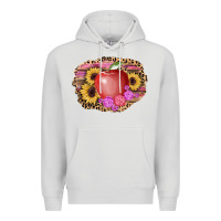 Dove Grey apple sunflower back to school background Premium Hoodie - AdoDesignShop