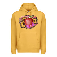 Mustard apple sunflower back to school background Premium Hoodie - AdoDesignShop