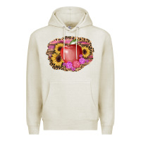 Oatmeal Heather apple sunflower back to school background Premium Hoodie - AdoDesignShop